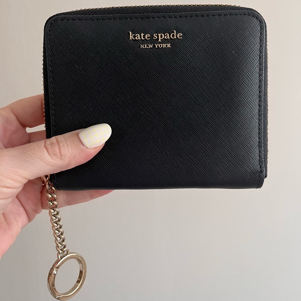 Kate Spade Black Leather Square Wallet